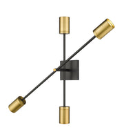 Calumet 4 Light 4.5" Wall Sconce in Matte Black + Olde Brass
