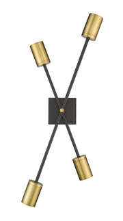 Calumet 4 Light 4.5" Wall Sconce in Matte Black + Olde Brass