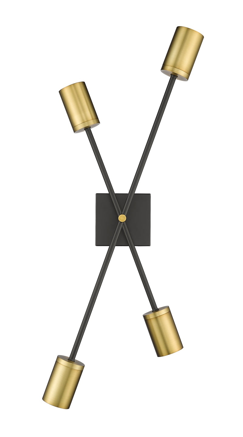 Calumet 4 Light 4.5" Wall Sconce in Matte Black + Olde Brass