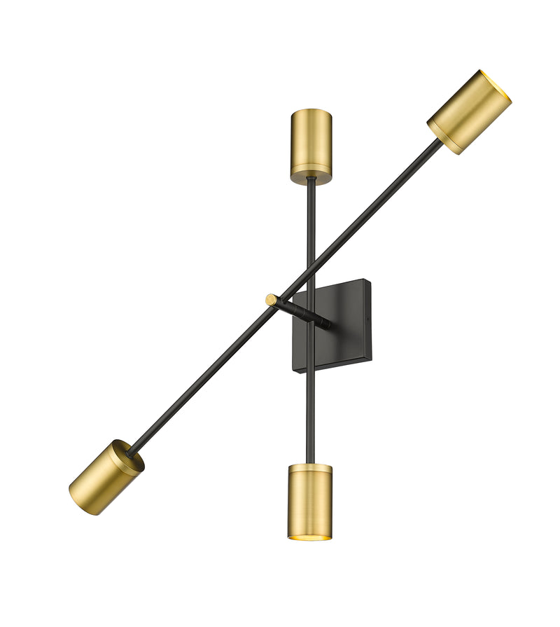 Calumet 4 Light 4.5" Wall Sconce in Matte Black + Olde Brass