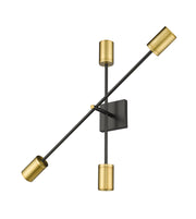 Calumet 4 Light 4.5" Wall Sconce in Matte Black + Olde Brass