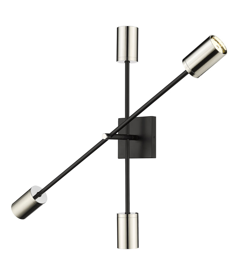 Calumet 4 Light 4.5" Wall Sconce in Matte Black + Polished Nickel