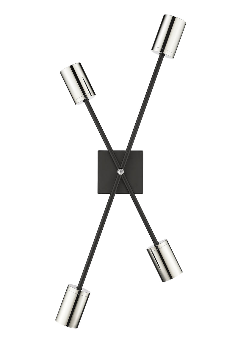 Calumet 4 Light 4.5" Wall Sconce in Matte Black + Polished Nickel
