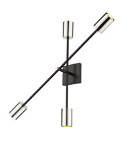 Calumet 4 Light 4.5" Wall Sconce in Matte Black + Polished Nickel