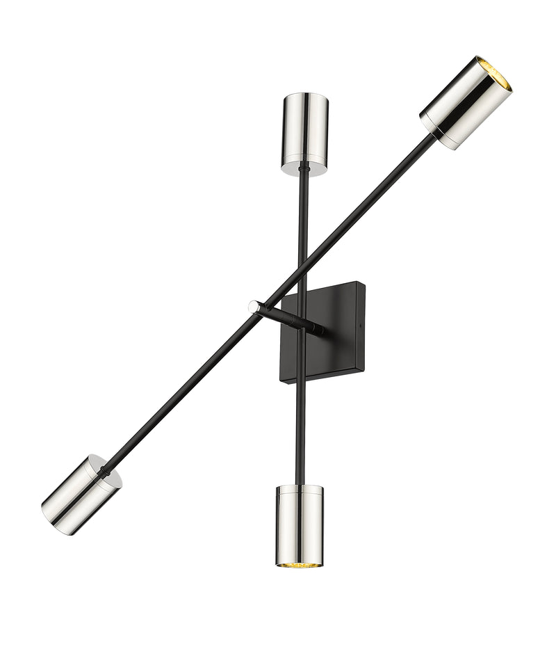 Calumet 4 Light 4.5" Wall Sconce in Matte Black + Polished Nickel