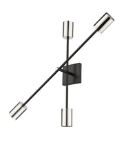 Calumet 4 Light 4.5" Wall Sconce in Matte Black + Polished Nickel