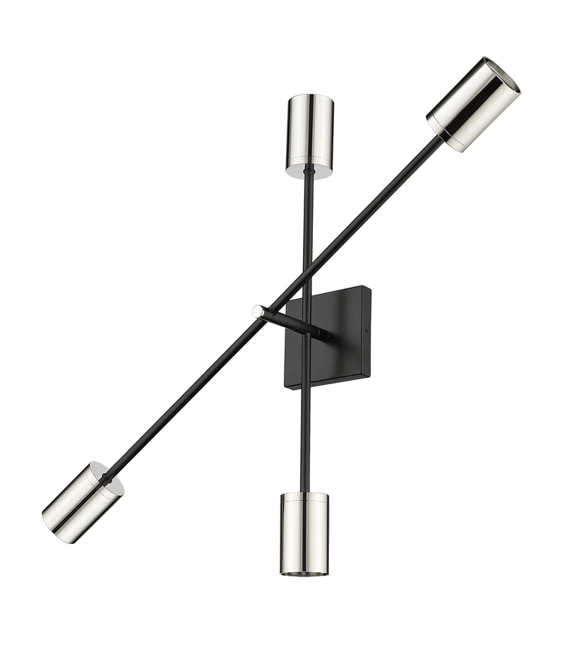 Calumet 4 Light 4.5" Wall Sconce in Matte Black + Polished Nickel
