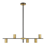 Calumet 5 Light 38" Linear Pendant in Matte Black + Olde Brass