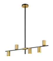 Calumet 5 Light 38" Linear Pendant in Matte Black + Olde Brass