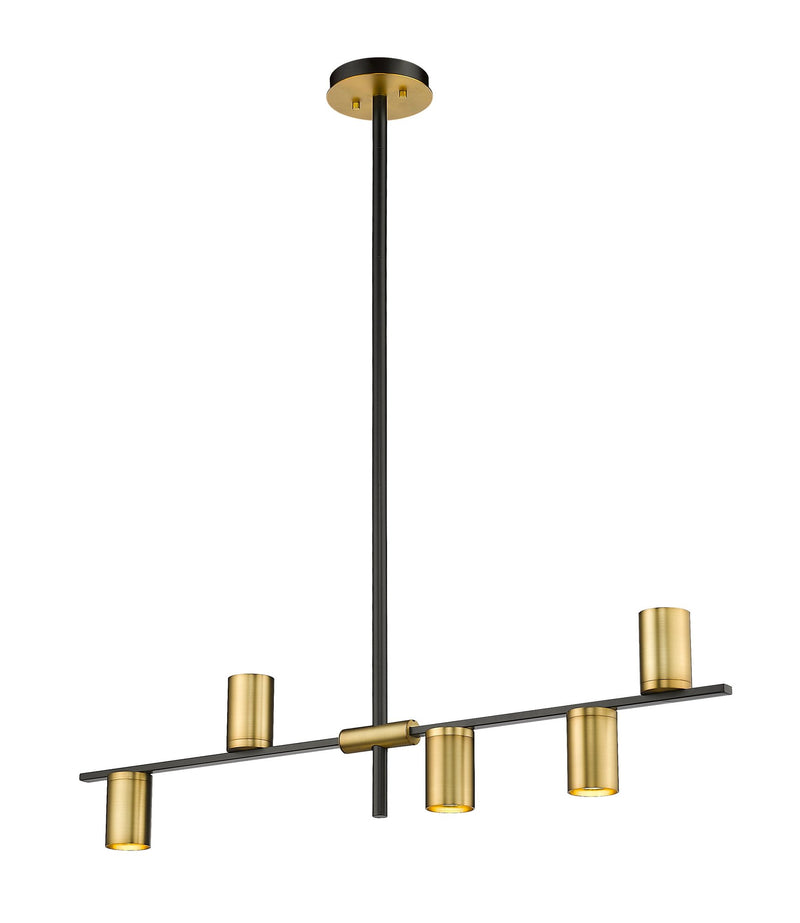 Calumet 5 Light 38" Linear Pendant in Matte Black + Olde Brass