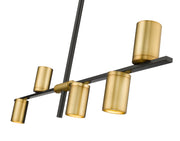 Calumet 5 Light 38" Linear Pendant in Matte Black + Olde Brass