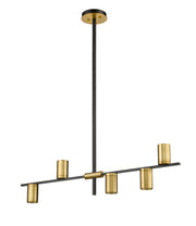 Calumet 5 Light 38" Linear Pendant in Matte Black + Olde Brass