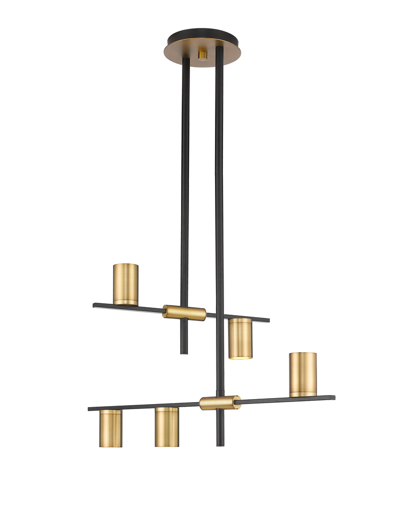 Calumet 5 Light 18" Chandelier in Matte Black + Olde Brass