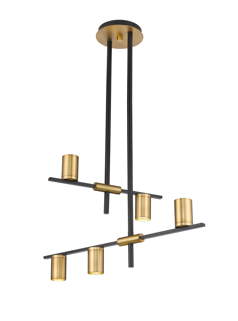 Calumet 5 Light 18" Chandelier in Matte Black + Olde Brass