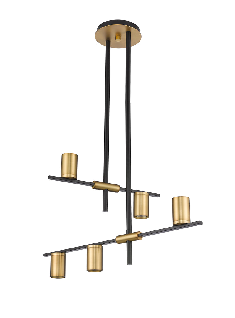 Calumet 5 Light 18" Chandelier in Matte Black + Olde Brass