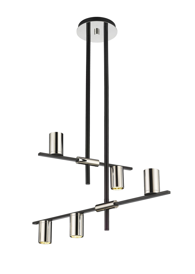 Calumet 5 Light 18" Chandelier in Matte Black + Polished Nickel