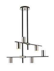 Calumet 6 Light 30" Chandelier in Matte Black + Polished Nickel