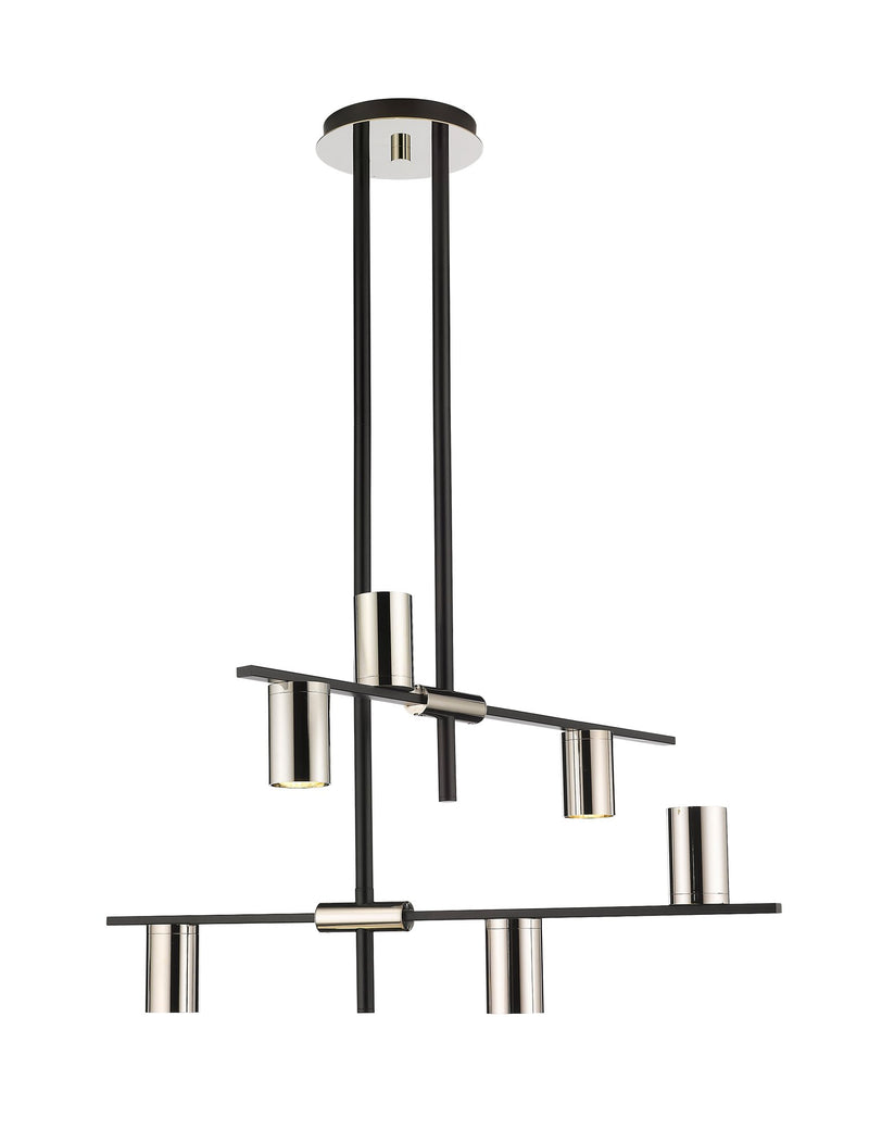 Calumet 6 Light 30" Chandelier in Matte Black + Polished Nickel