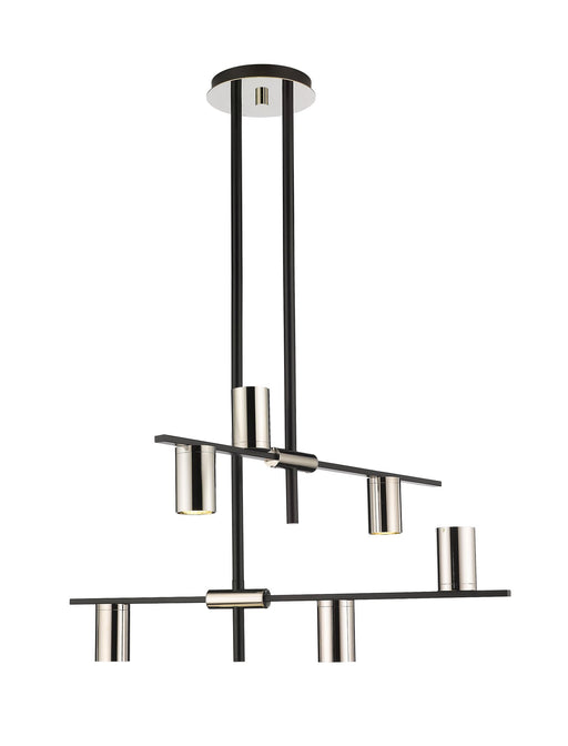 Calumet 6 Light 30" Chandelier in Matte Black + Polished Nickel
