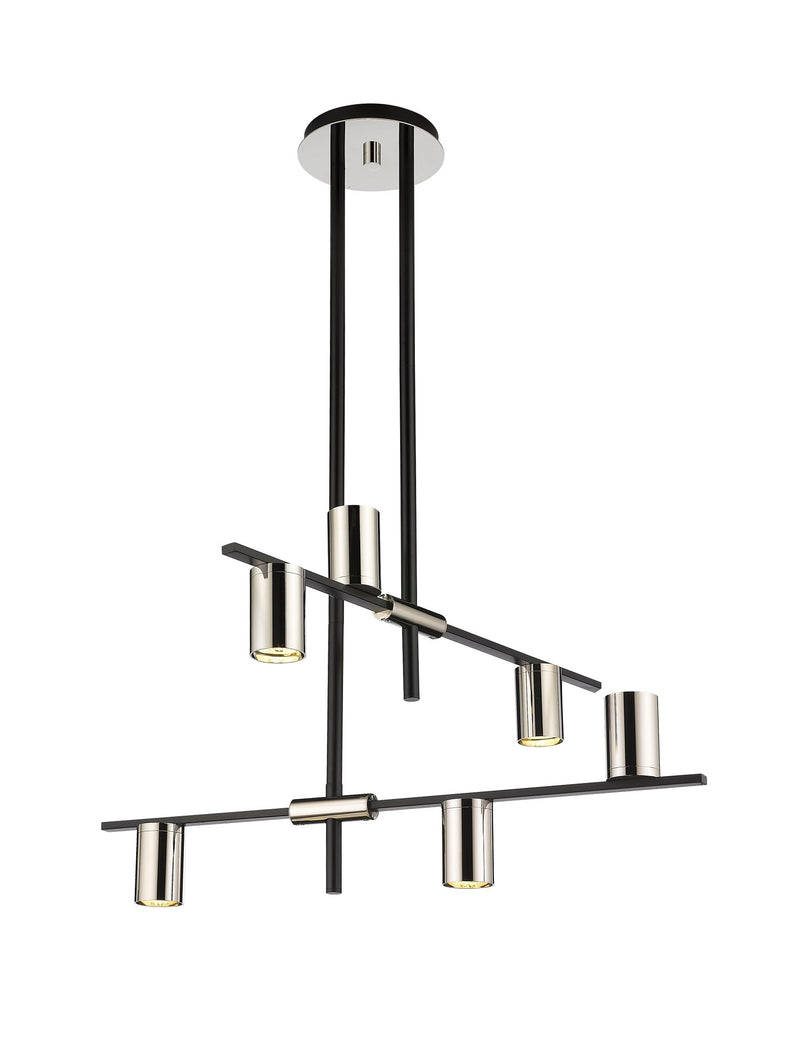 Calumet 6 Light 30" Chandelier in Matte Black + Polished Nickel