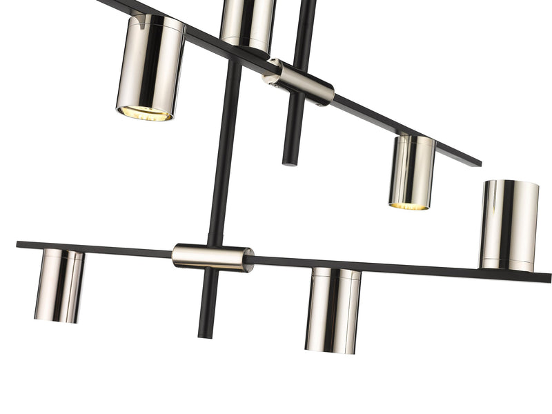 Calumet 6 Light 30" Chandelier in Matte Black + Polished Nickel