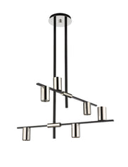 Calumet 6 Light 30" Chandelier in Matte Black + Polished Nickel