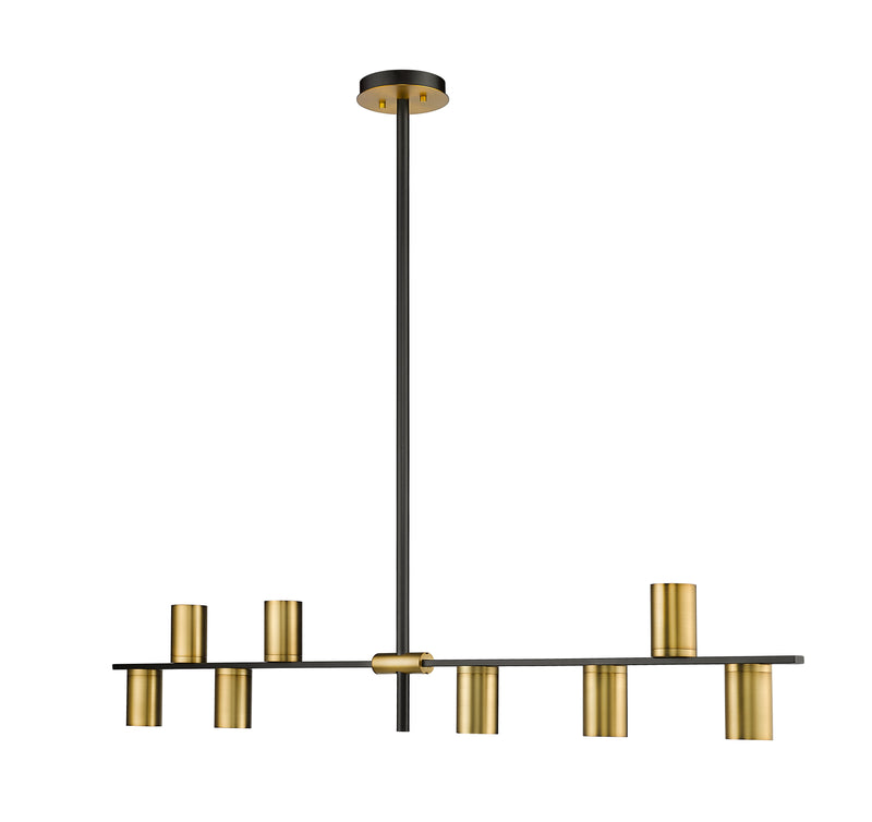 Calumet 8 Light 56" Linear Pendant in Matte Black + Olde Brass