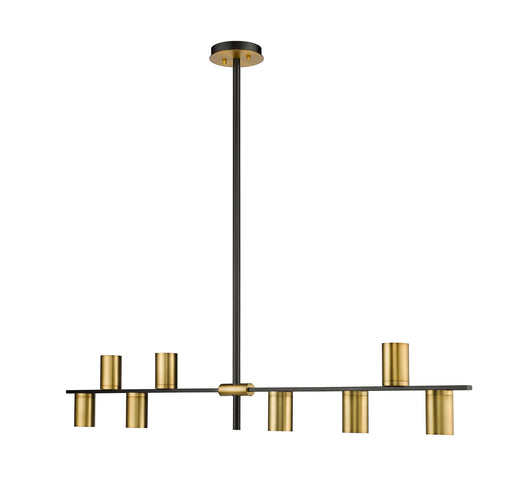 Calumet 8 Light 56" Linear Pendant in Matte Black + Olde Brass
