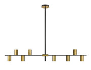 Calumet 8 Light 56" Linear Pendant in Matte Black + Olde Brass