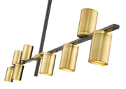 Calumet 8 Light 56" Linear Pendant in Matte Black + Olde Brass