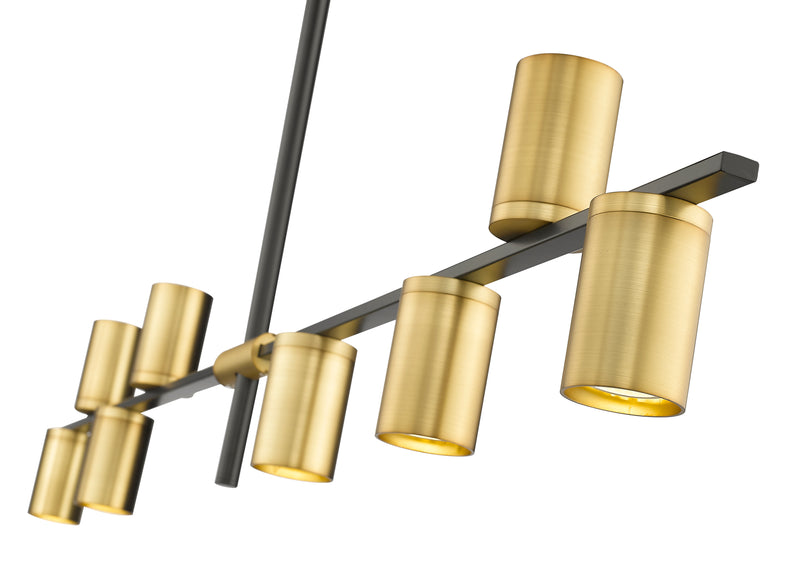 Calumet 8 Light 56" Linear Pendant in Matte Black + Olde Brass