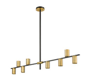 Calumet 8 Light 56" Linear Pendant in Matte Black + Olde Brass