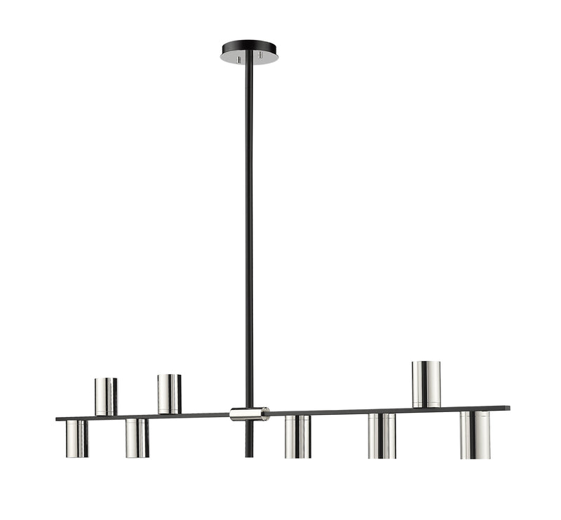 Calumet 8 Light 56" Linear Pendant in Matte Black + Polished Nickel