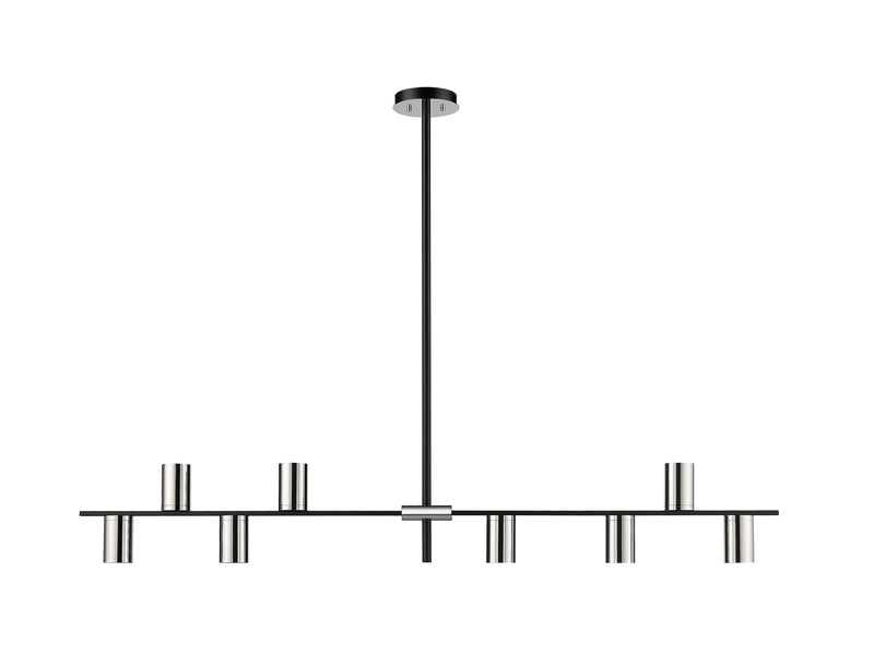 Calumet 8 Light 56" Linear Pendant in Matte Black + Polished Nickel