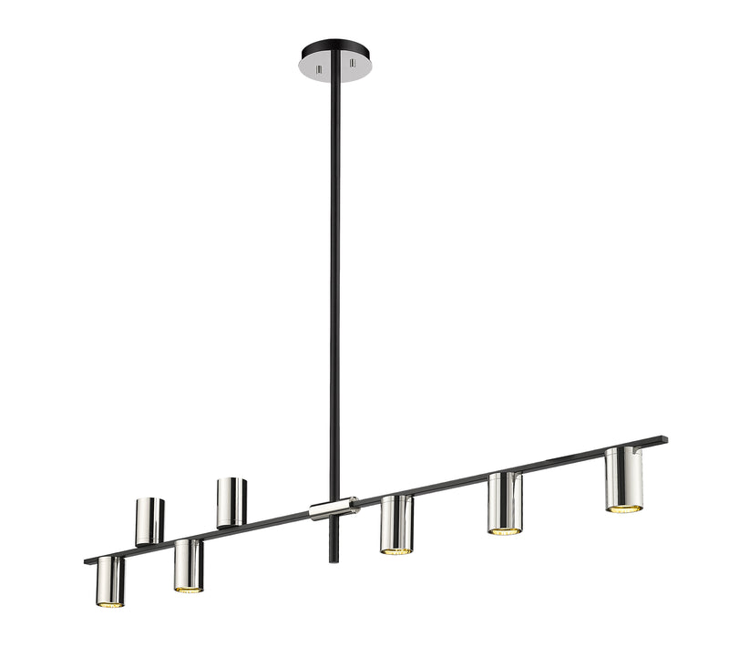Calumet 8 Light 56" Linear Pendant in Matte Black + Polished Nickel