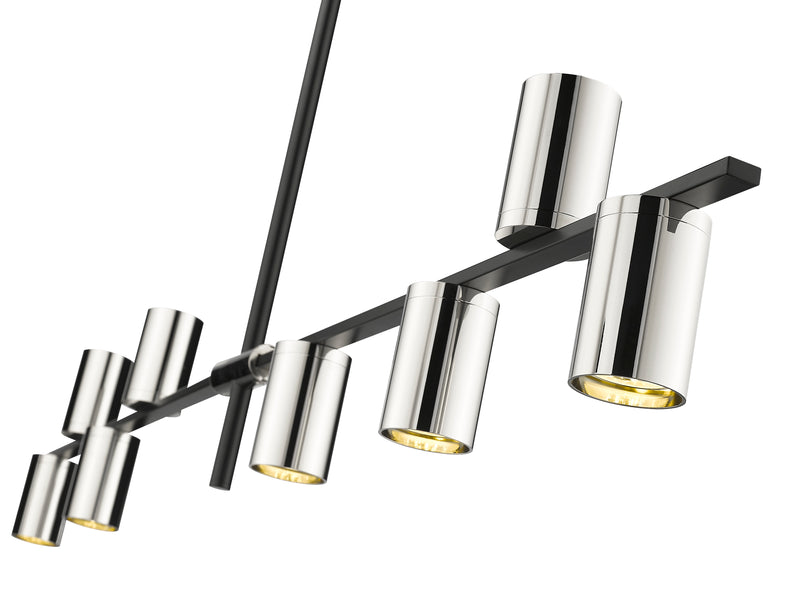 Calumet 8 Light 56" Linear Pendant in Matte Black + Polished Nickel