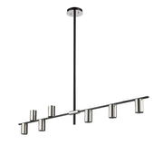 Calumet 8 Light 56" Linear Pendant in Matte Black + Polished Nickel