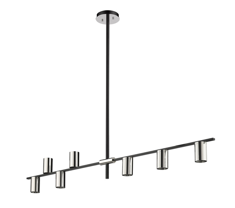 Calumet 8 Light 56" Linear Pendant in Matte Black + Polished Nickel