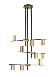 Calumet 9 Light 36" Chandelier in Matte Black + Olde Brass