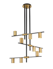 Calumet 9 Light 36" Chandelier in Matte Black + Olde Brass