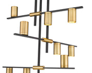 Calumet 9 Light 36" Chandelier in Matte Black + Olde Brass