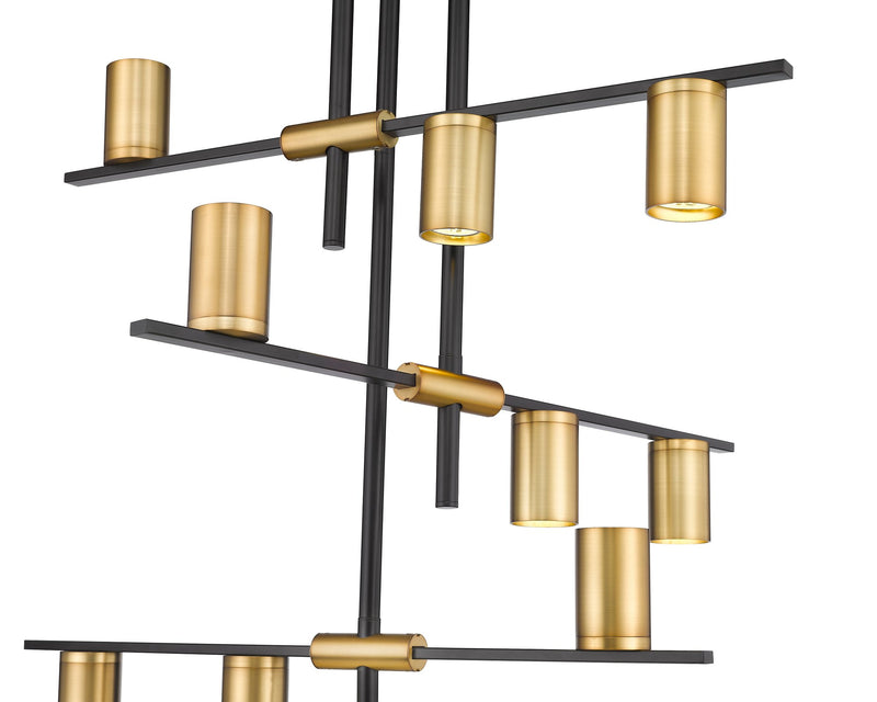 Calumet 9 Light 36" Chandelier in Matte Black + Olde Brass