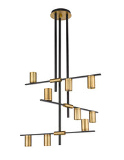 Calumet 9 Light 36" Chandelier in Matte Black + Olde Brass
