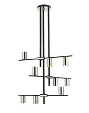 Calumet 9 Light 36" Chandelier in Matte Black + Polished Nickel
