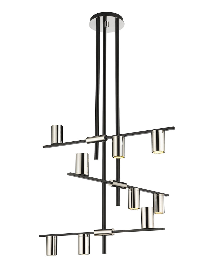 Calumet 9 Light 36" Chandelier in Matte Black + Polished Nickel
