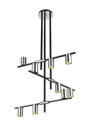 Calumet 9 Light 36" Chandelier in Matte Black + Polished Nickel