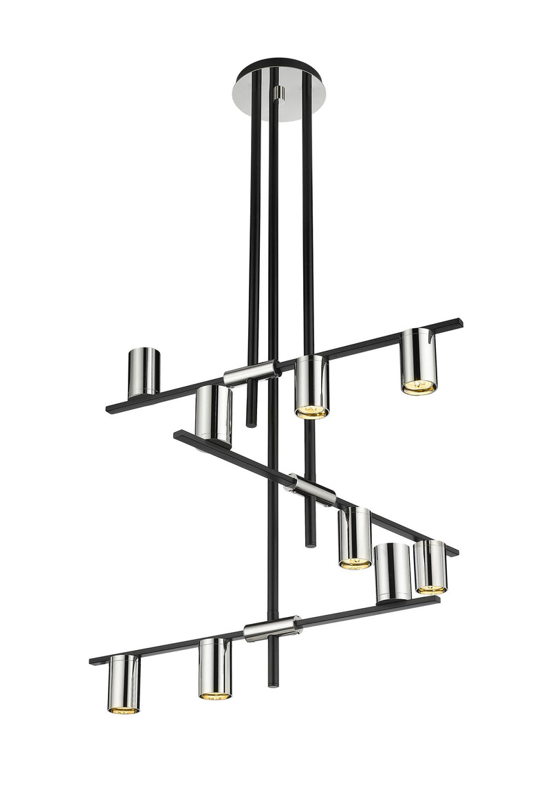 Calumet 9 Light 36" Chandelier in Matte Black + Polished Nickel
