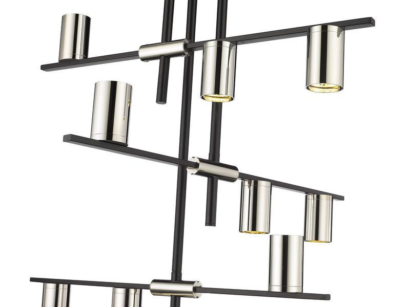 Calumet 9 Light 36" Chandelier in Matte Black + Polished Nickel