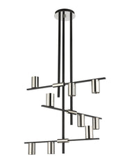 Calumet 9 Light 36" Chandelier in Matte Black + Polished Nickel