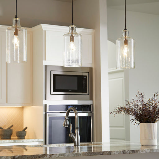 7" Clear Glass Jar Pendant in Textured Black